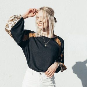 Free People Casual Clash Top Black